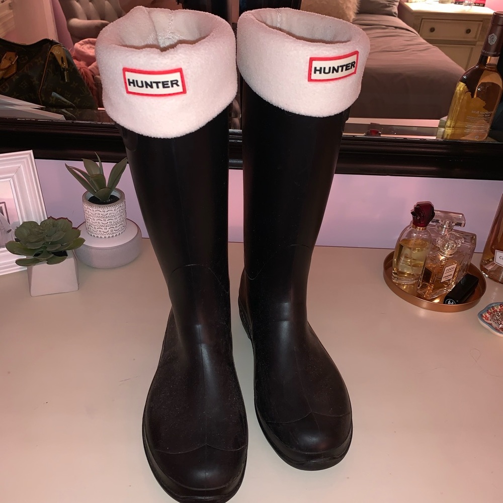 DSW boots with Hunter sock inserts